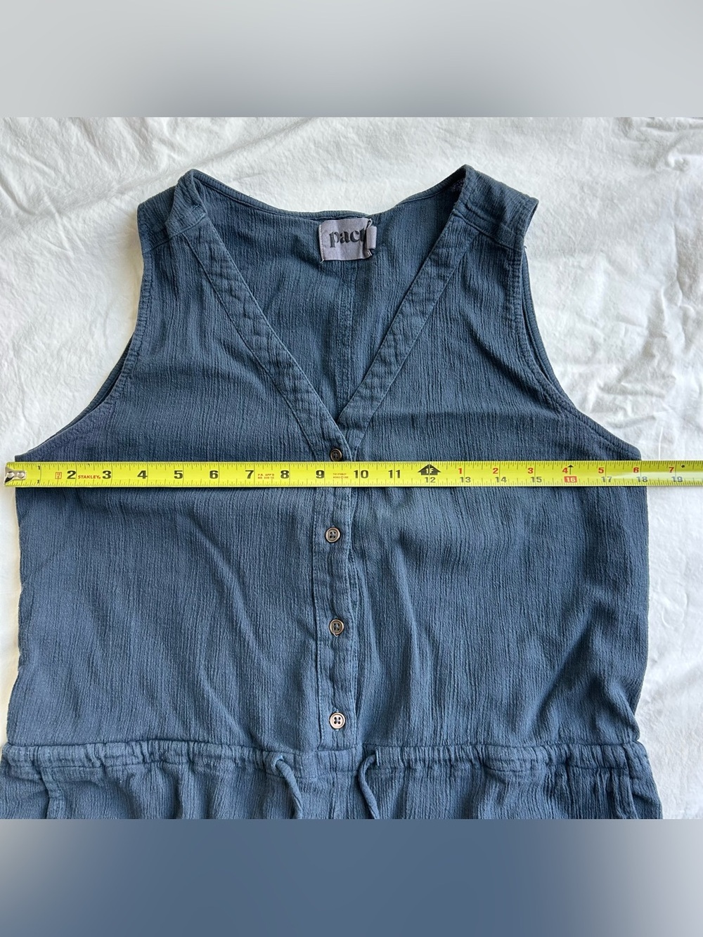 Pact 100% Organic Cotton Navy Drawstring Jumpsuit- M - Picture 6 of 8